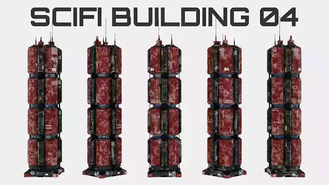 SciFi Cyberpunk Building 04 Low-poly 3D model