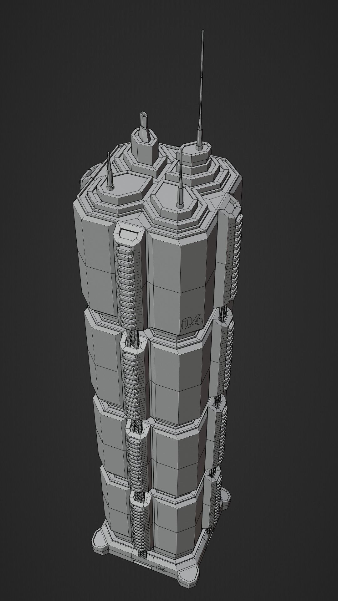 SciFi Cyberpunk Building 04 Low-poly 3D model_5