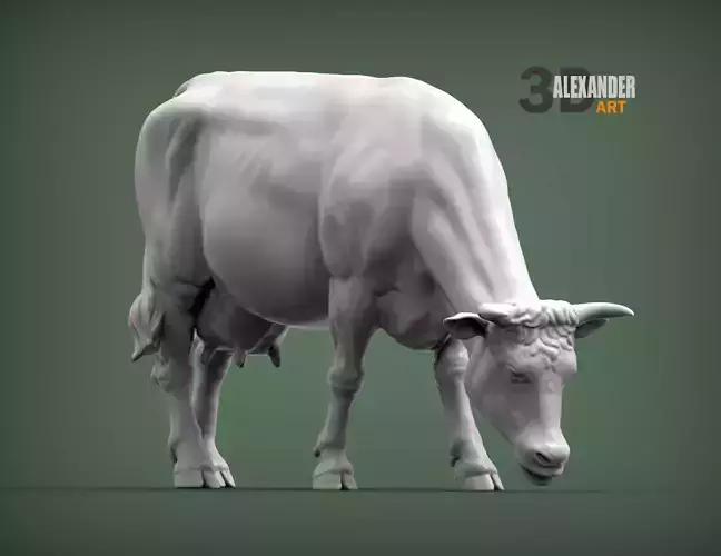 Cow eating 3D print model