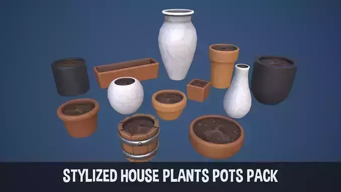 Stylized House Plants Pots Pack
