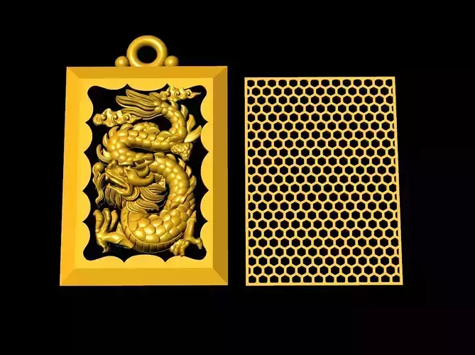 Chinese Dragon Pendant 3D print model 3D print model