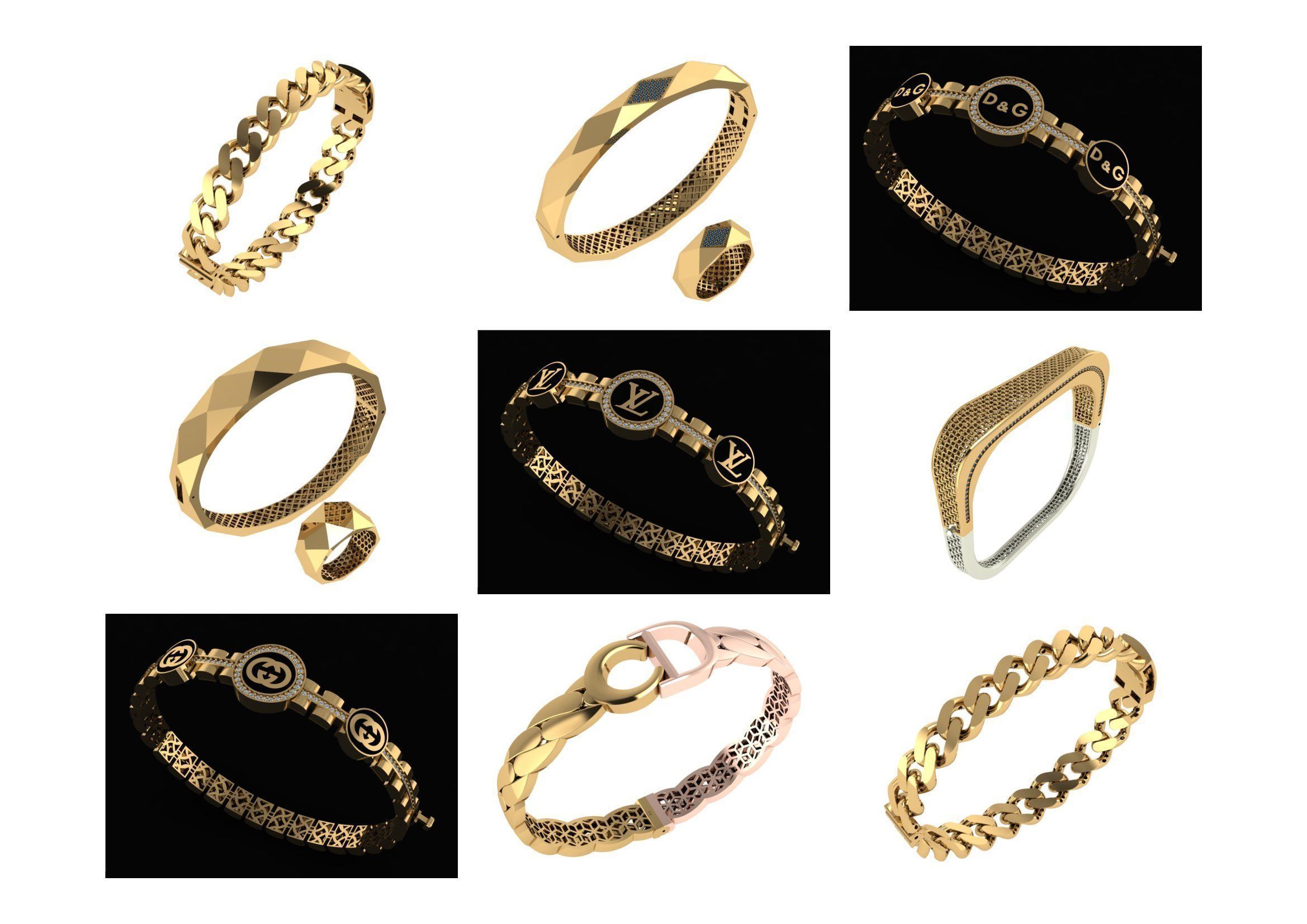 650  Women Bracelet Bangle bulk  collection 3DM 3D print model_73