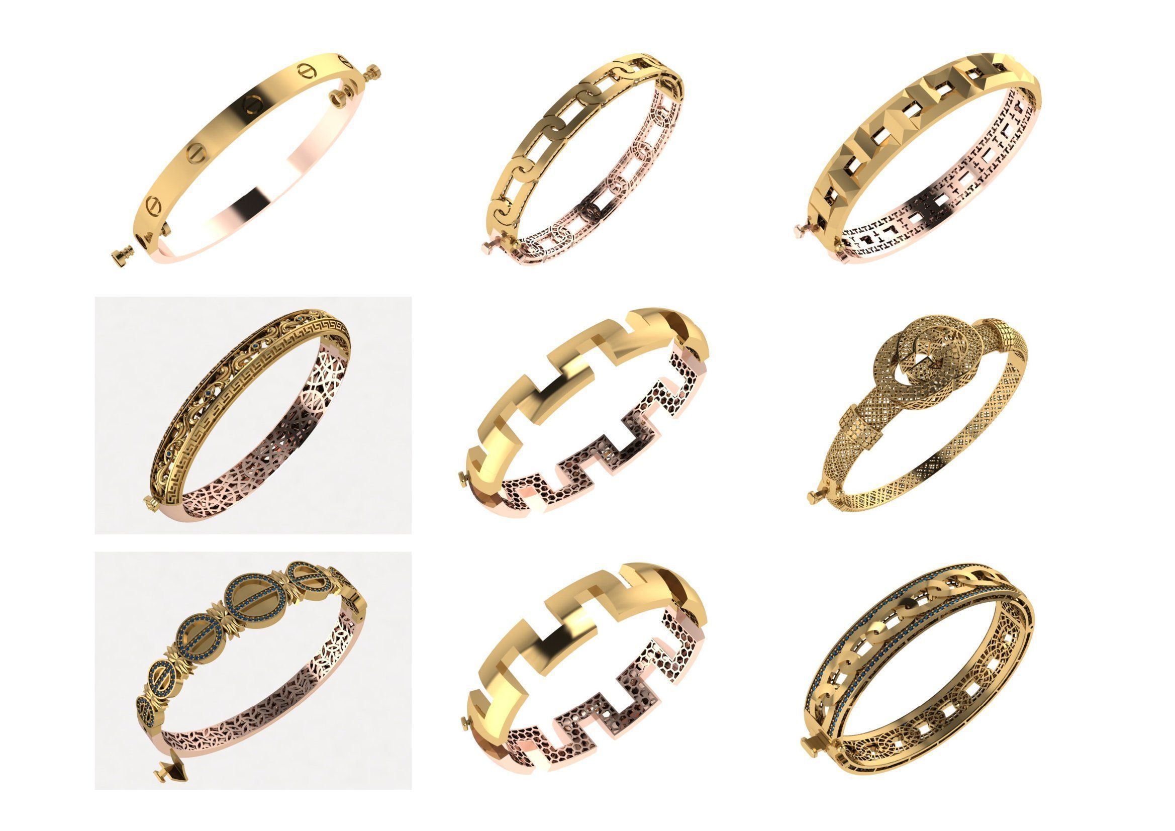 650  Women Bracelet Bangle bulk  collection 3DM 3D print model_49