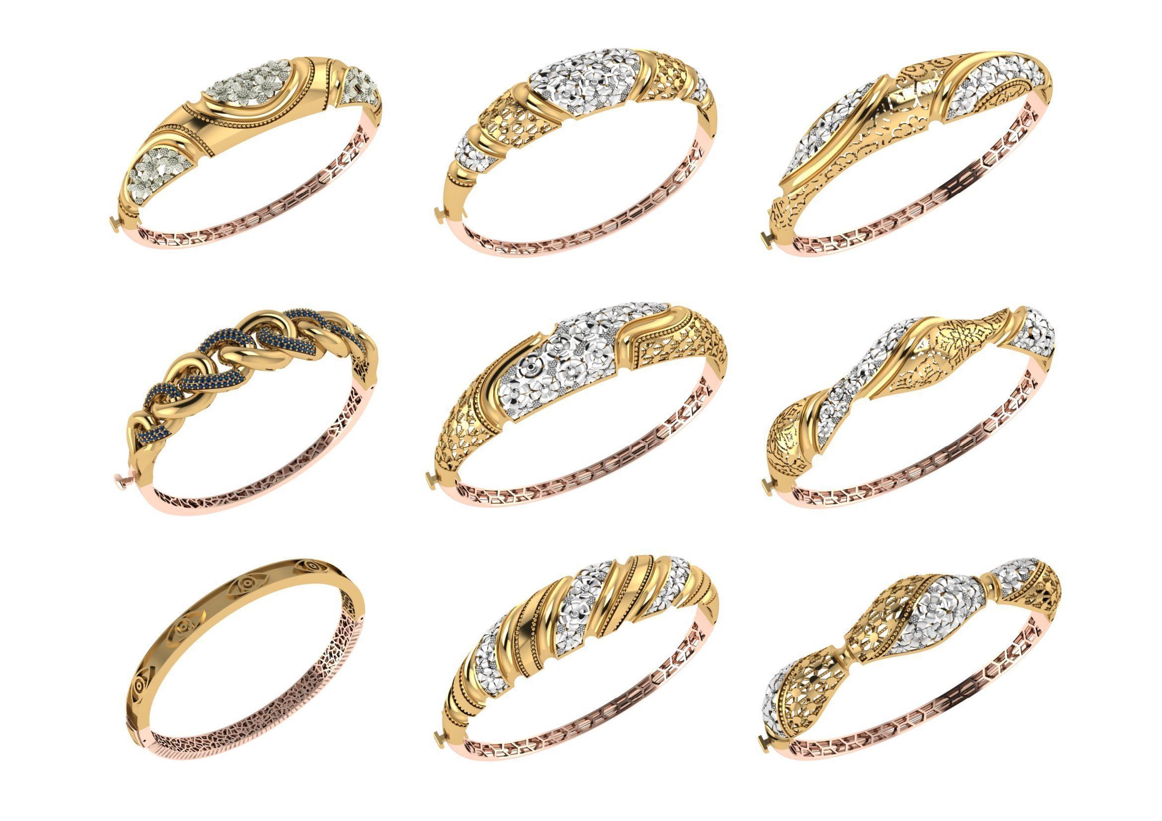 650  Women Bracelet Bangle bulk  collection 3DM 3D print model_57