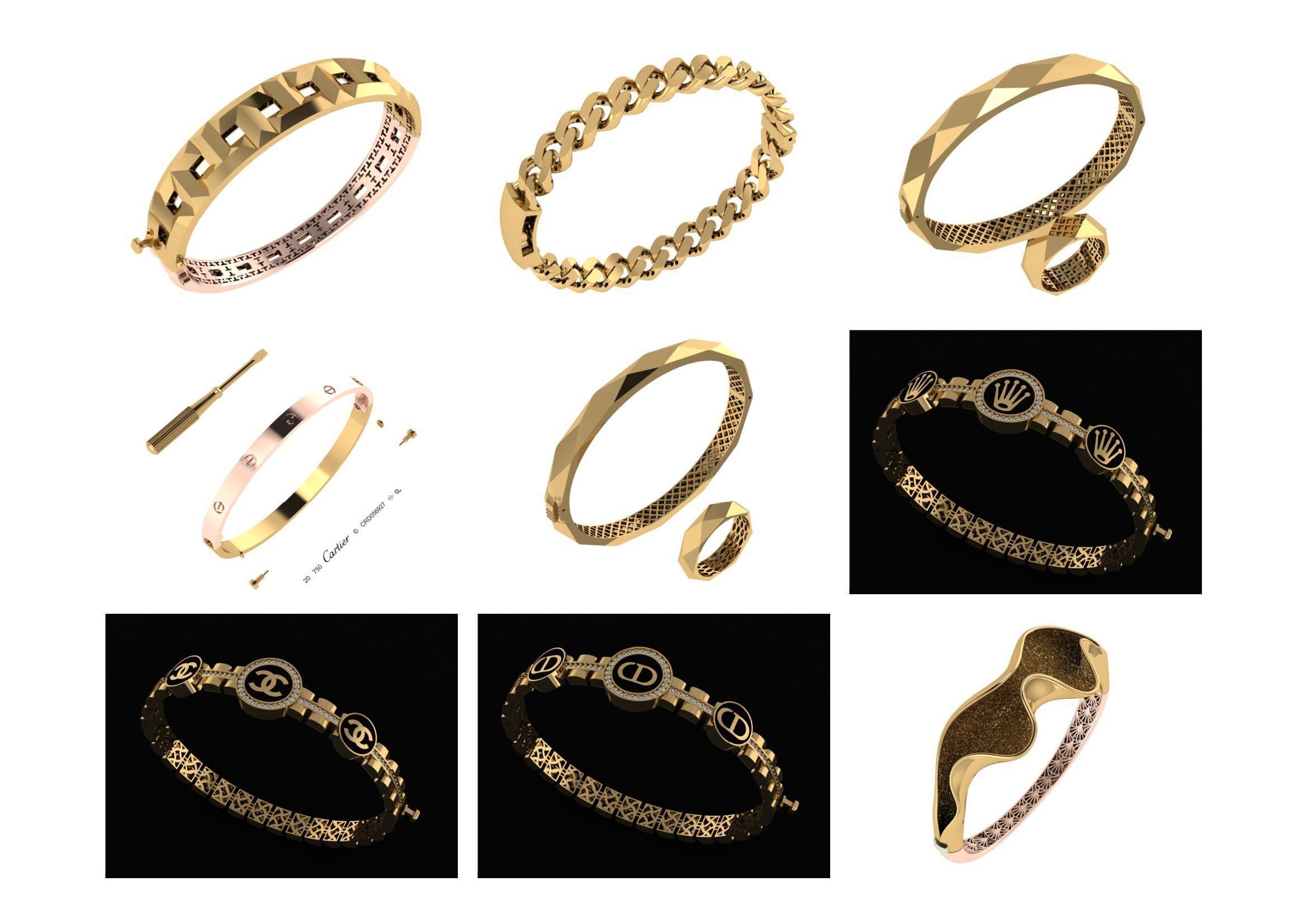 650  Women Bracelet Bangle bulk  collection 3DM 3D print model_71