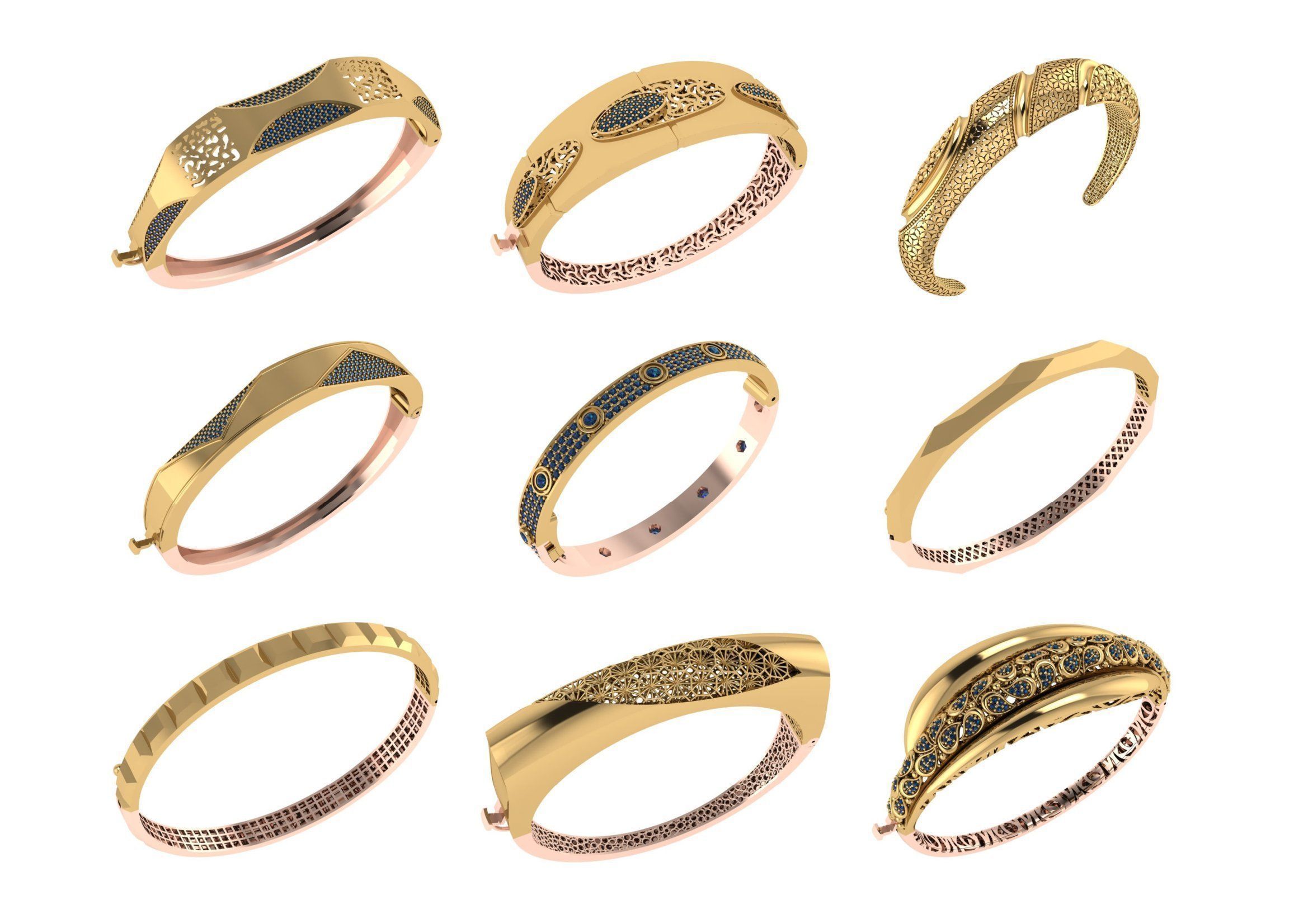 650  Women Bracelet Bangle bulk  collection 3DM 3D print model_43