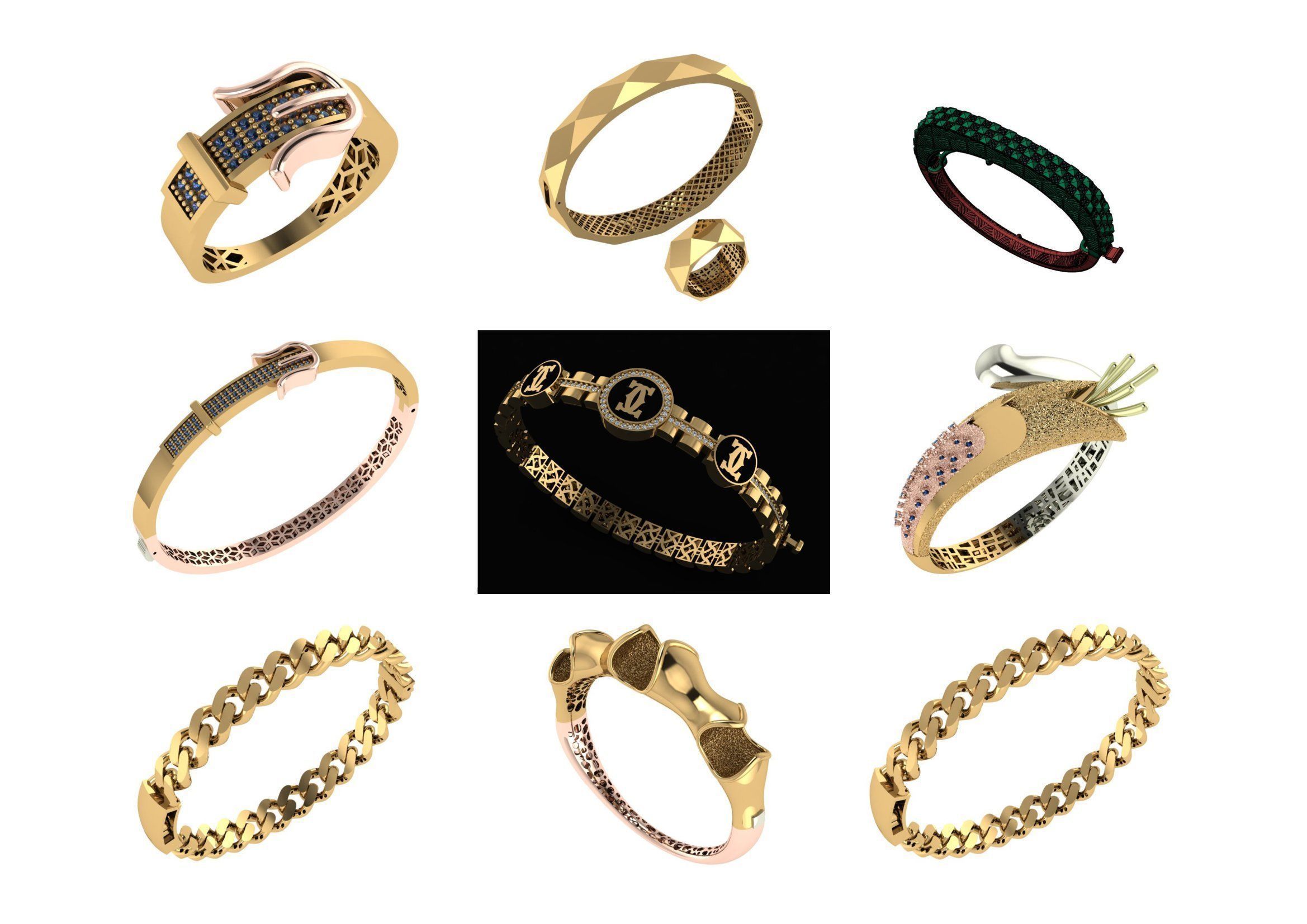 650  Women Bracelet Bangle bulk  collection 3DM 3D print model_72