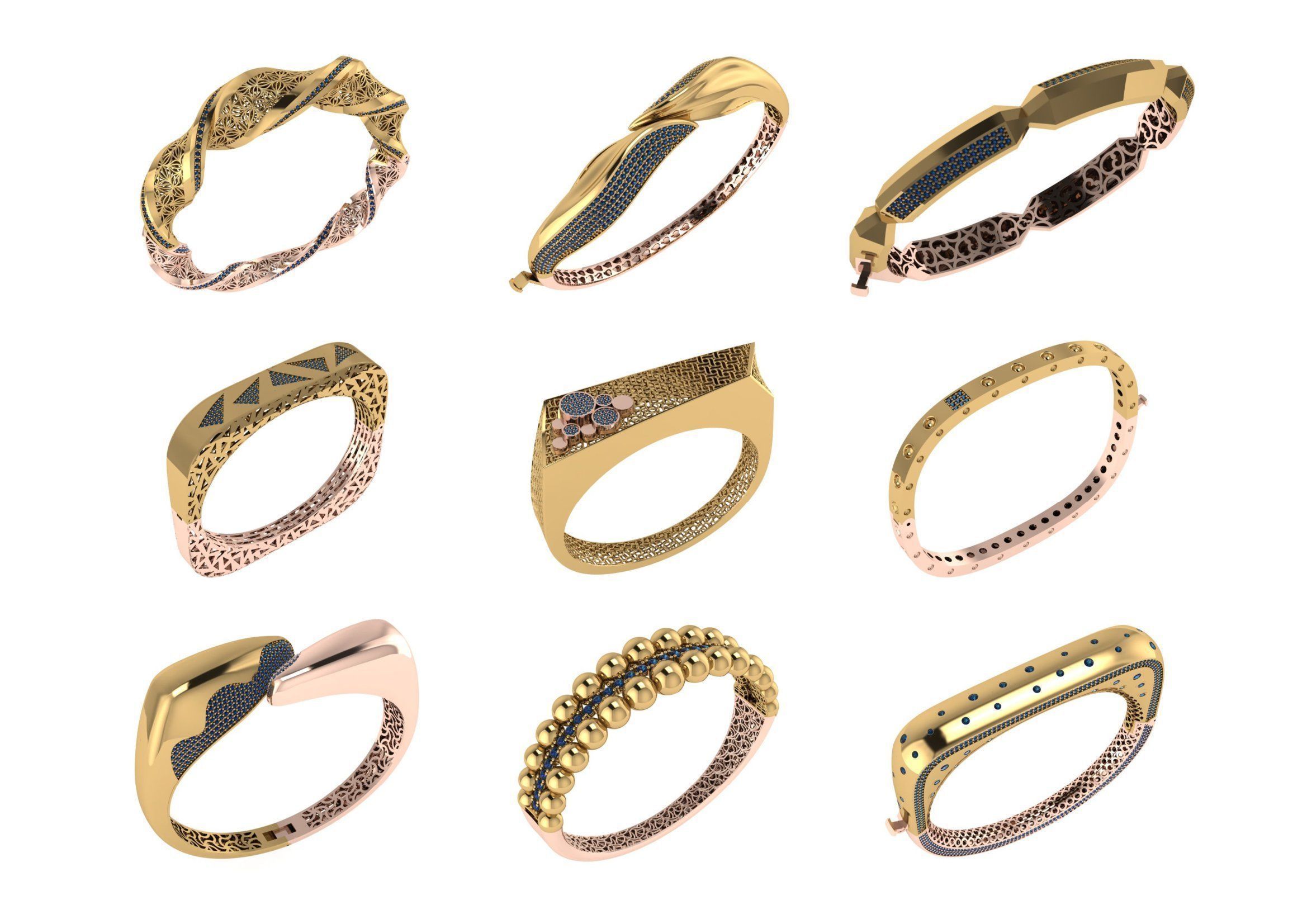 650  Women Bracelet Bangle bulk  collection 3DM 3D print model_1