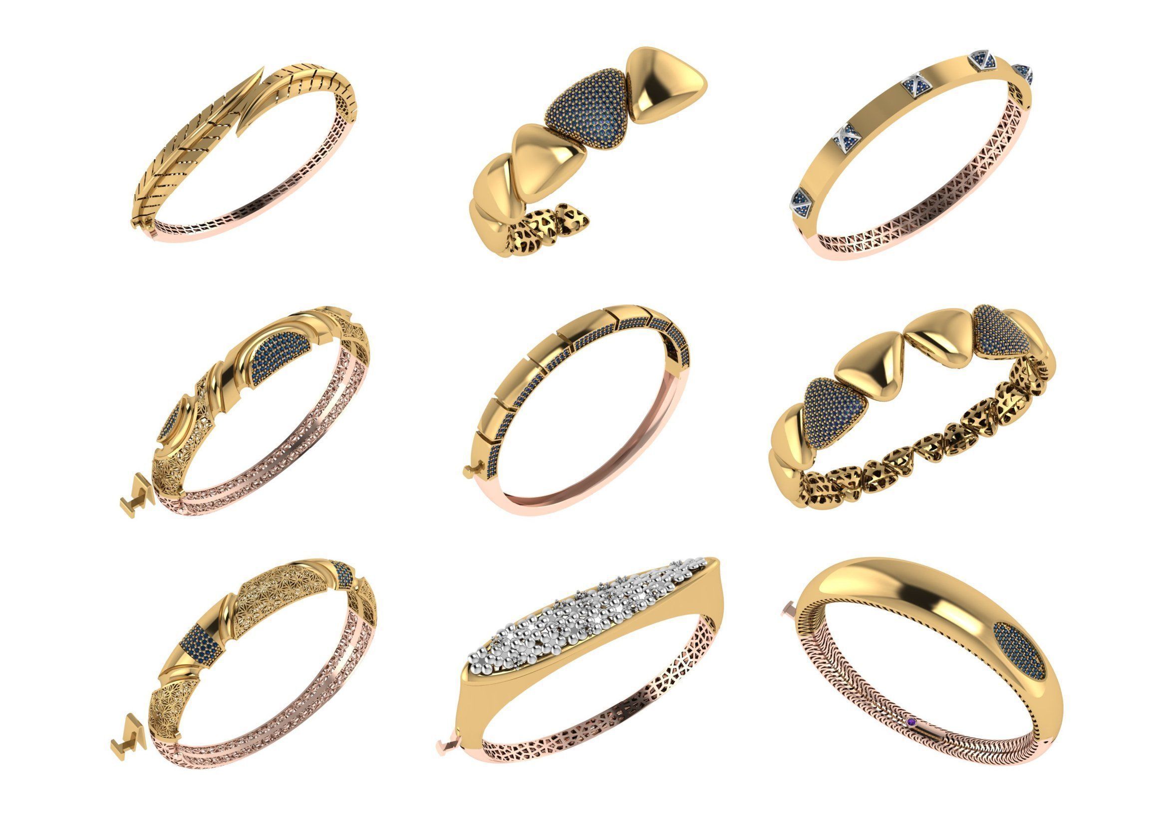 650  Women Bracelet Bangle bulk  collection 3DM 3D print model_64