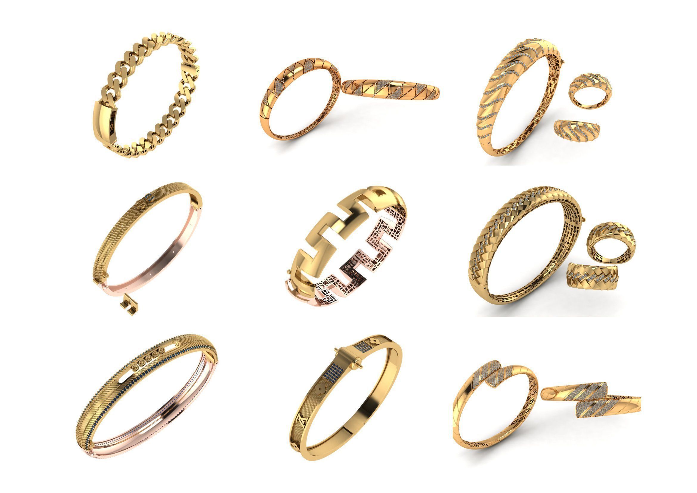 650  Women Bracelet Bangle bulk  collection 3DM 3D print model_53