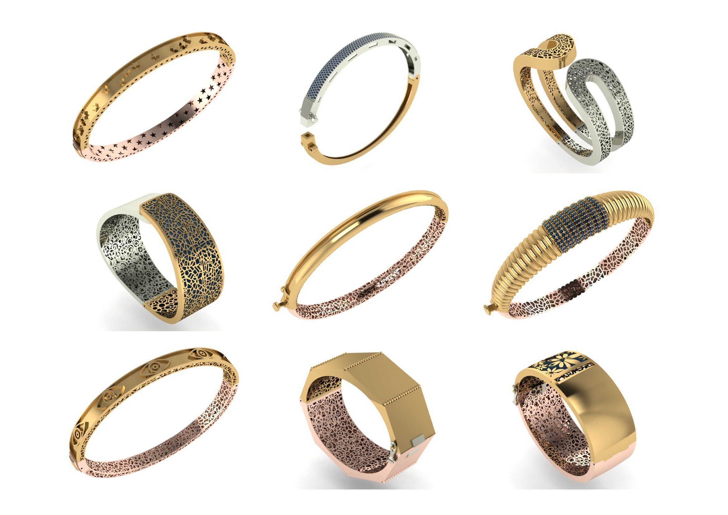 650  Women Bracelet Bangle bulk  collection 3DM 3D print model_52