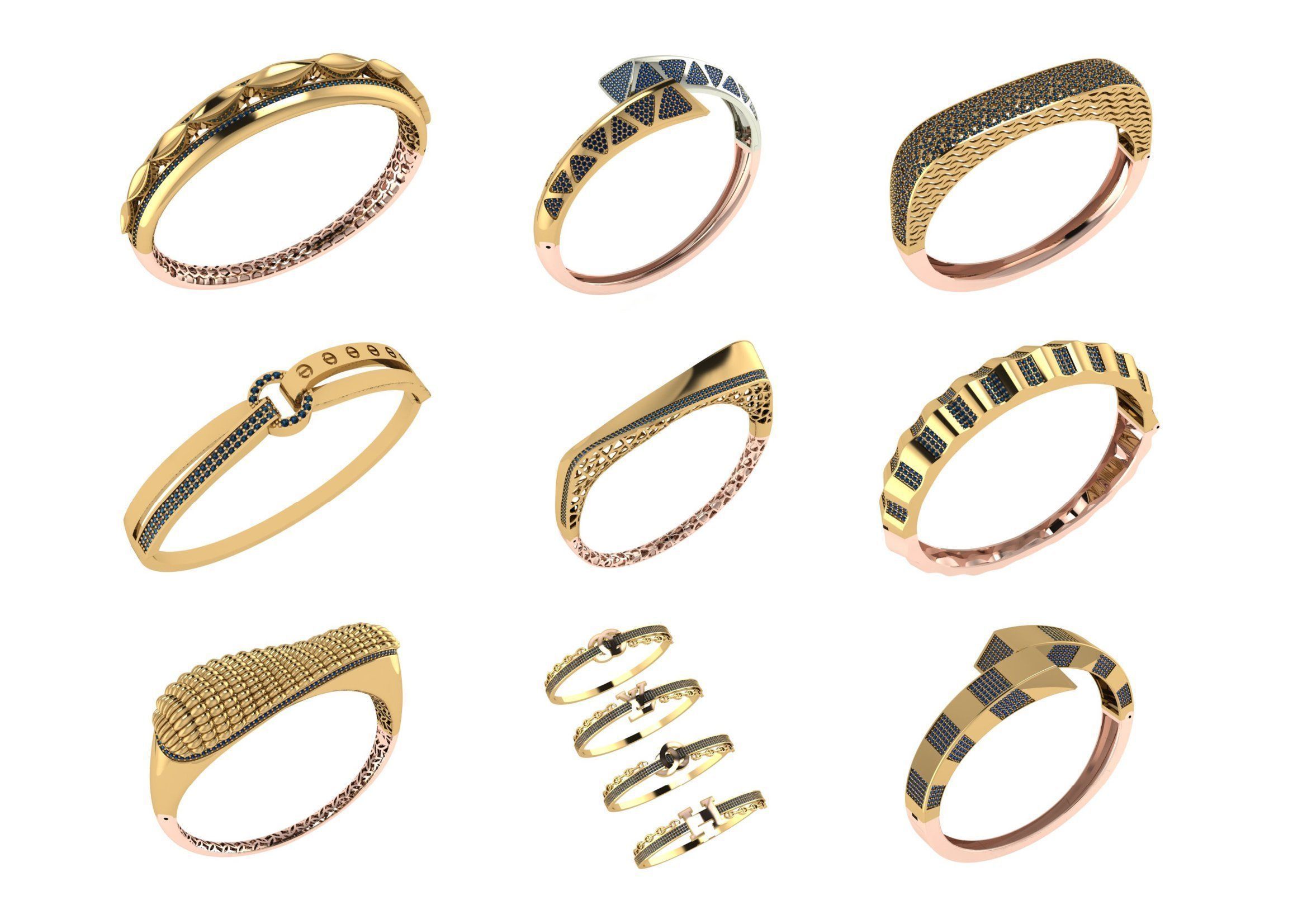 650  Women Bracelet Bangle bulk  collection 3DM 3D print model_5