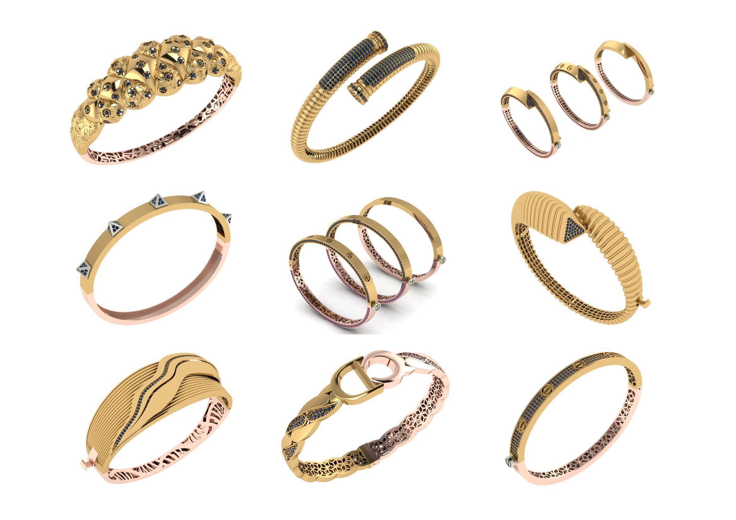 650  Women Bracelet Bangle bulk  collection 3DM 3D print model_12