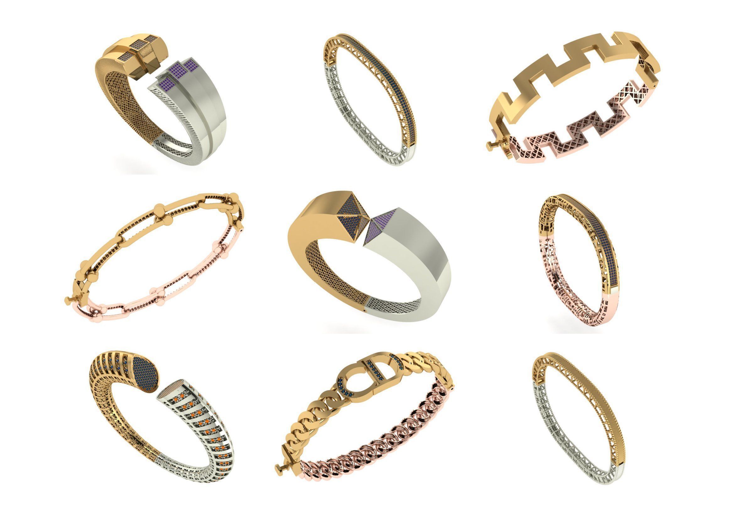 650  Women Bracelet Bangle bulk  collection 3DM 3D print model_63