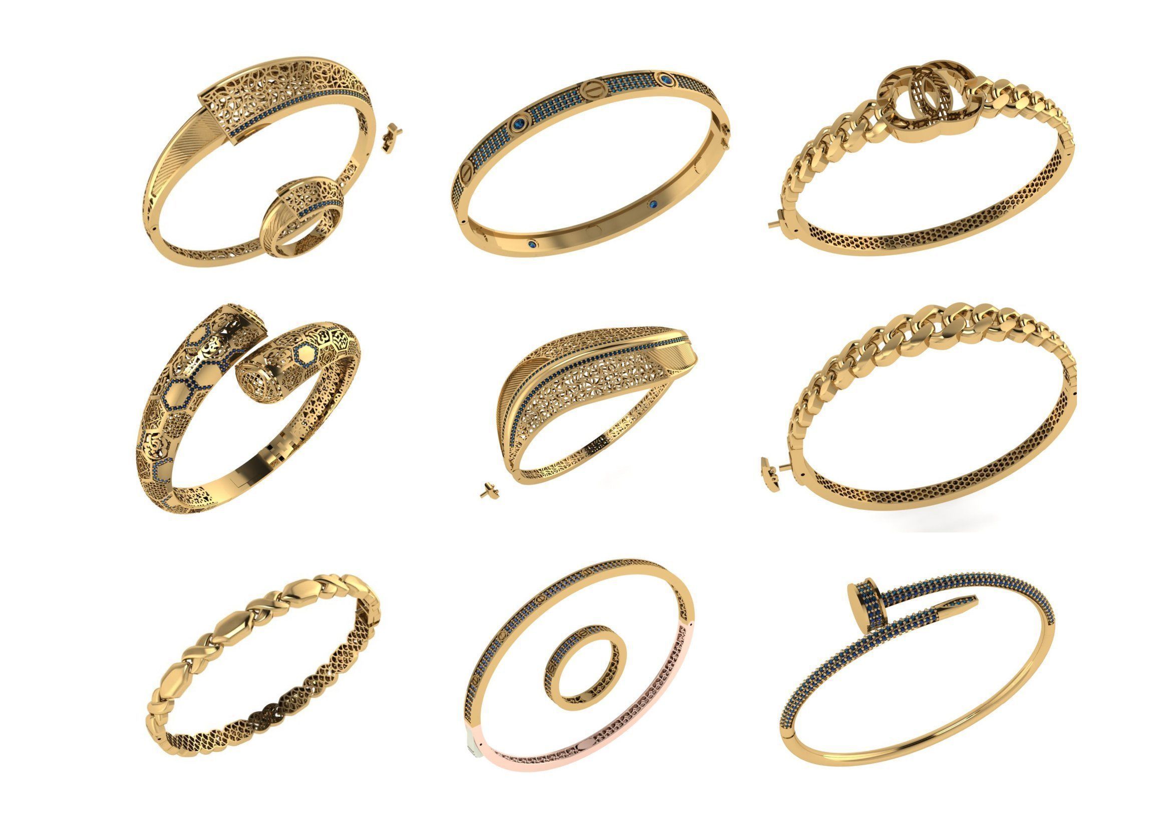 650  Women Bracelet Bangle bulk  collection 3DM 3D print model_19