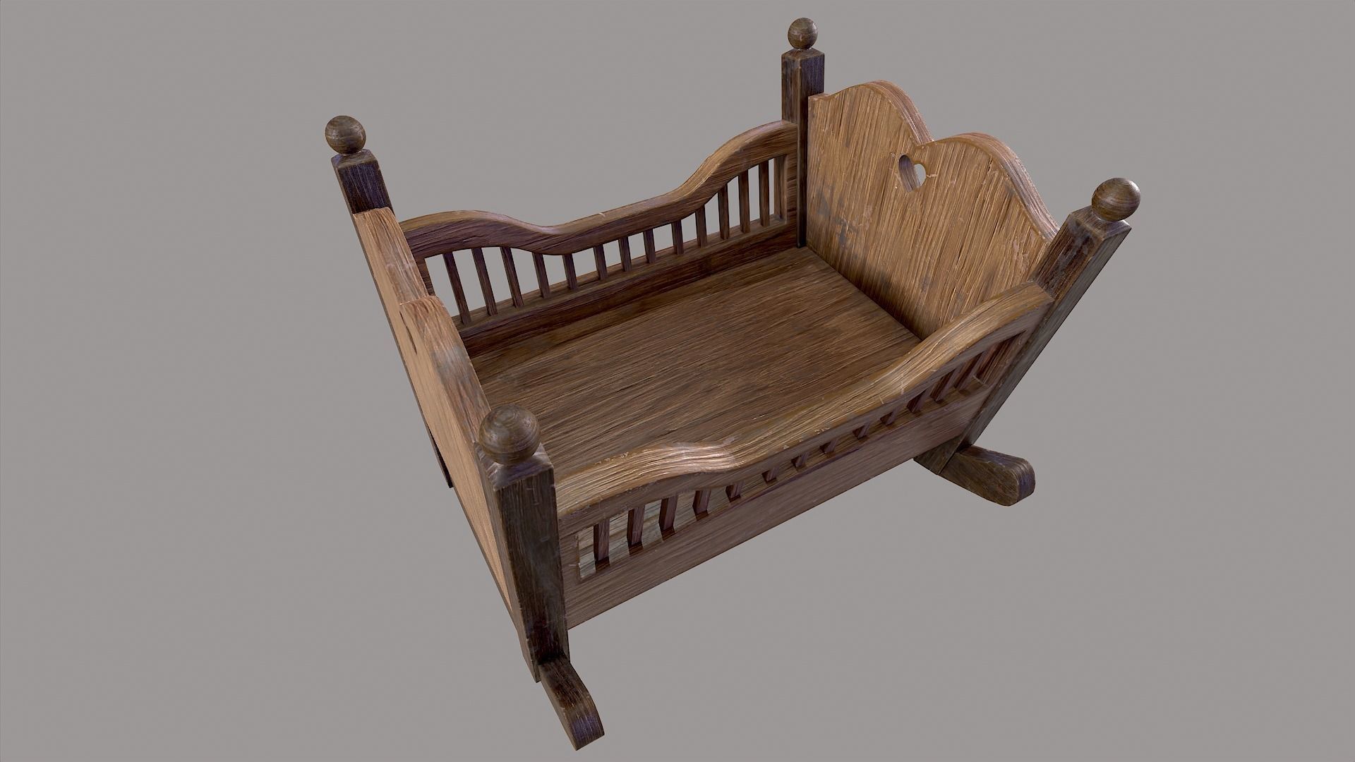 Baby Cradle Low-poly 3D model_2