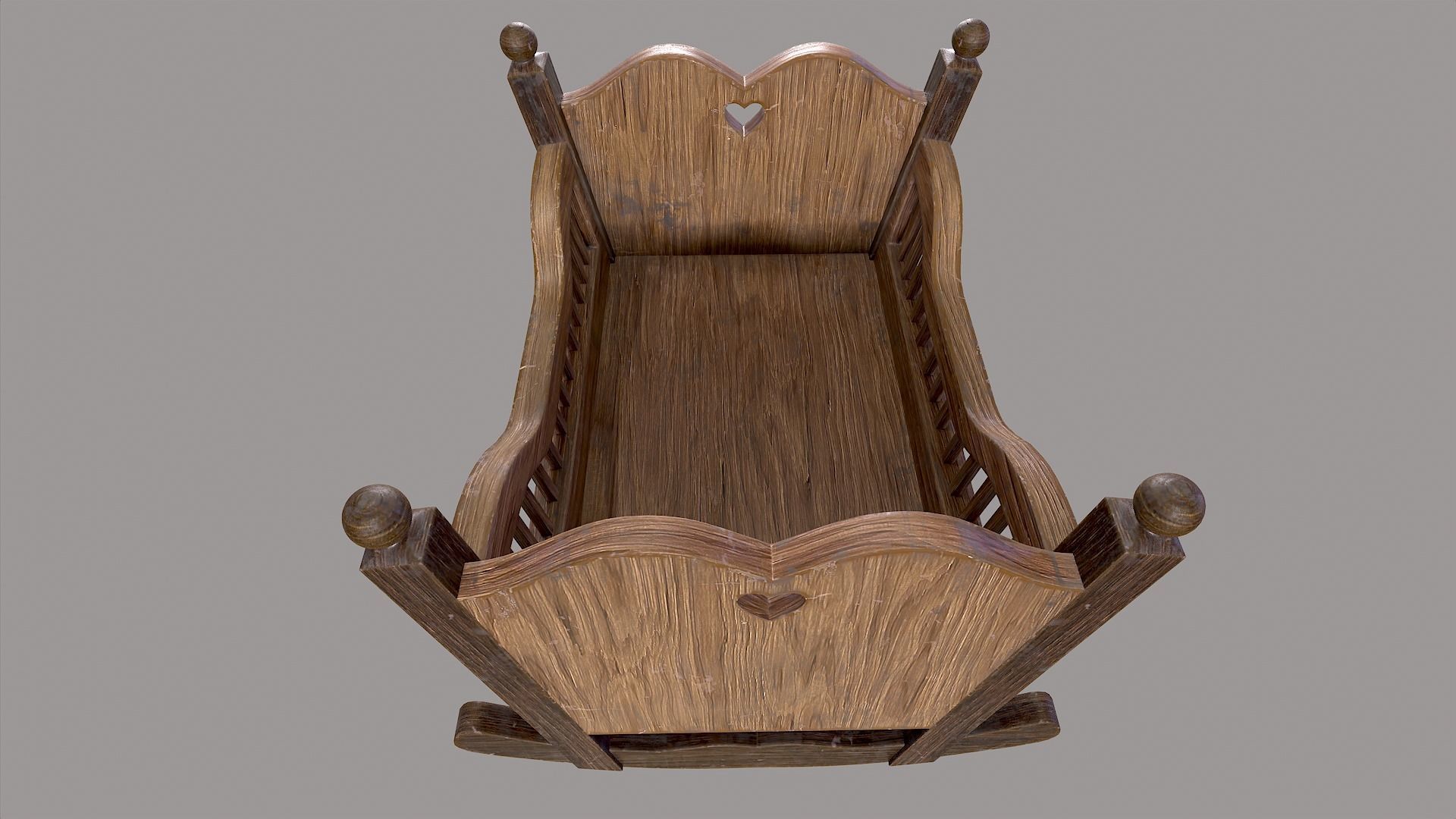 Baby Cradle Low-poly 3D model_16