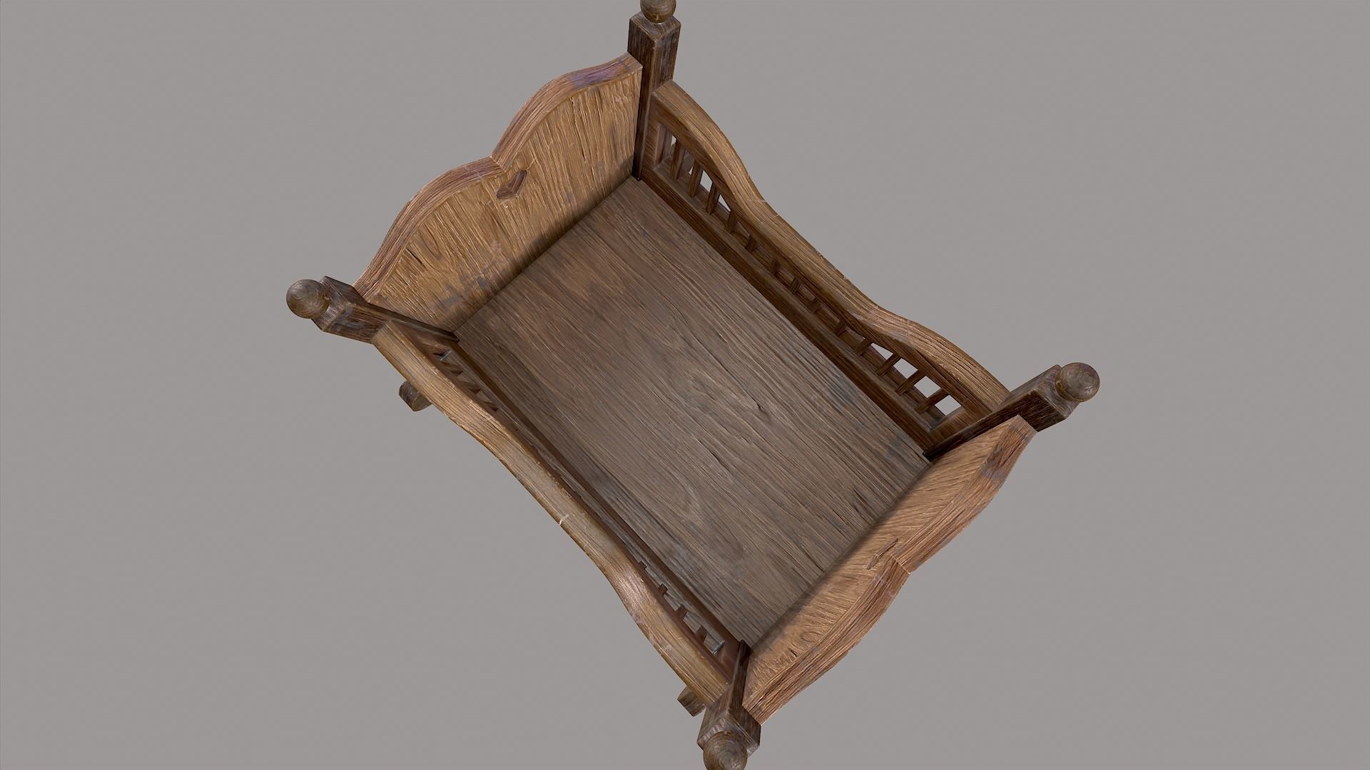 Baby Cradle Low-poly 3D model_5