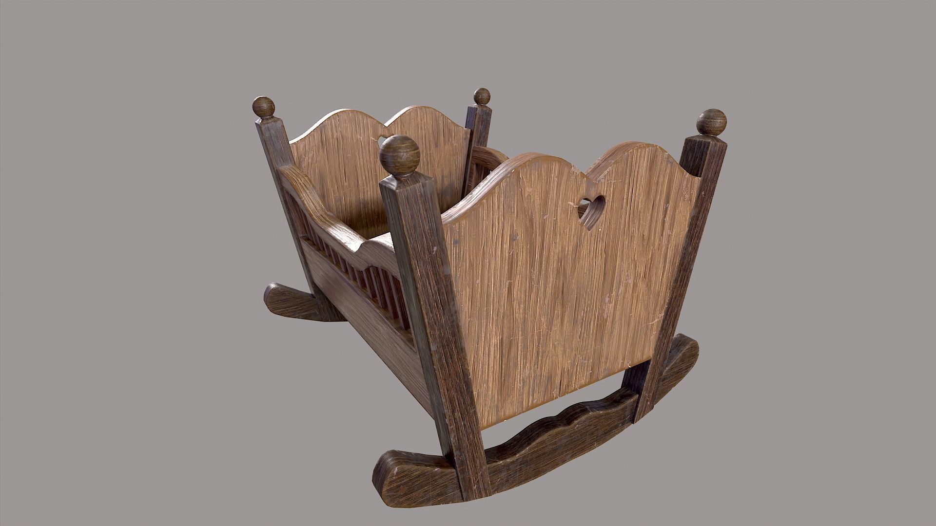Baby Cradle Low-poly 3D model_4