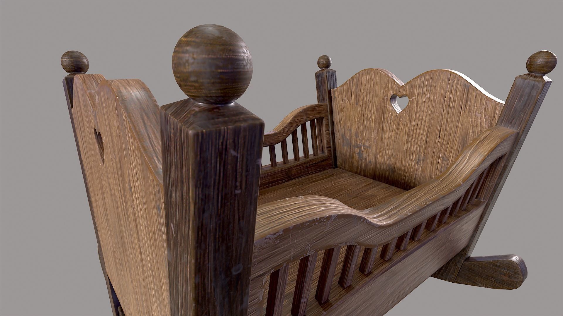 Baby Cradle Low-poly 3D model_6