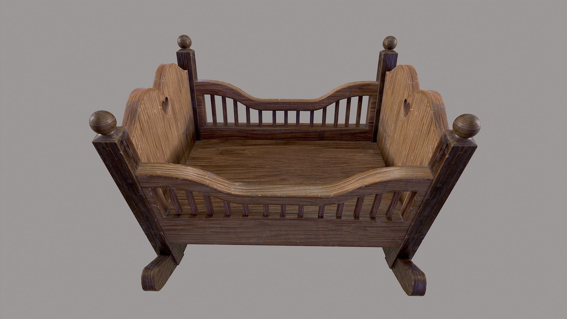 Baby Cradle Low-poly 3D model_18