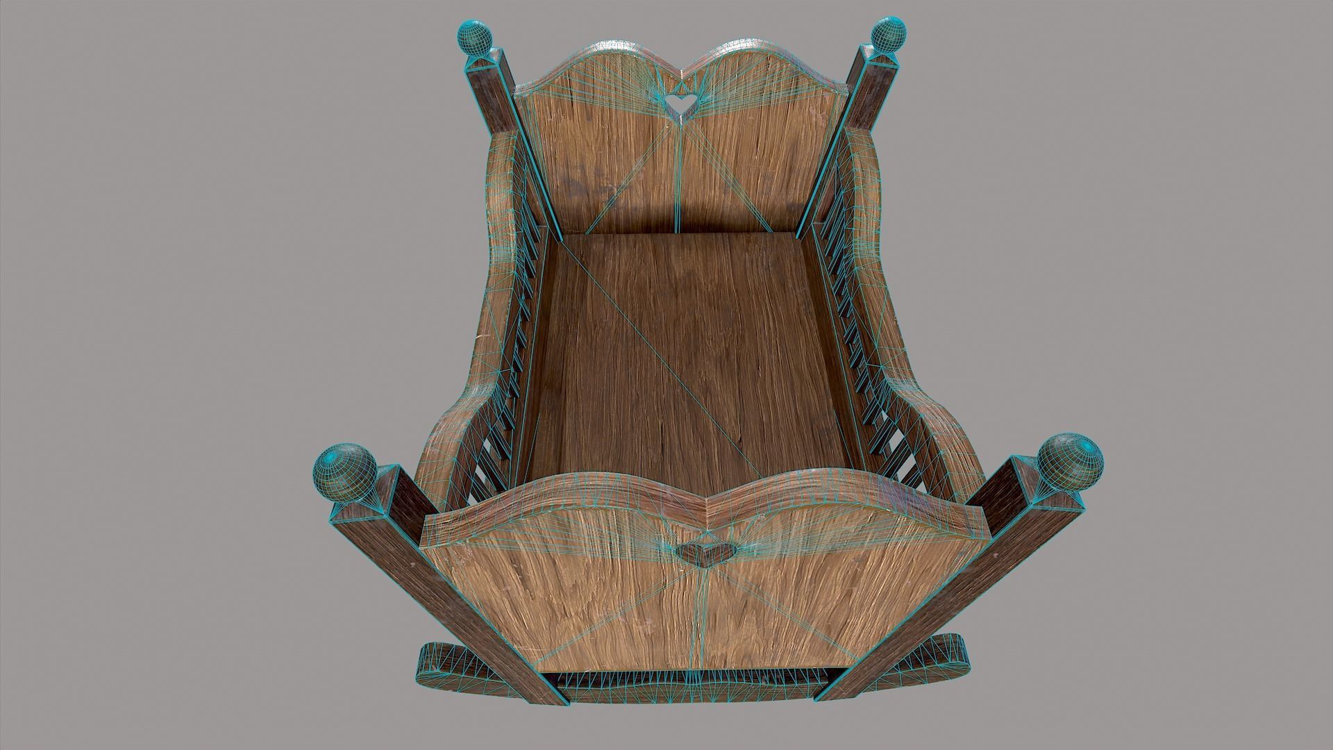 Baby Cradle Low-poly 3D model_17