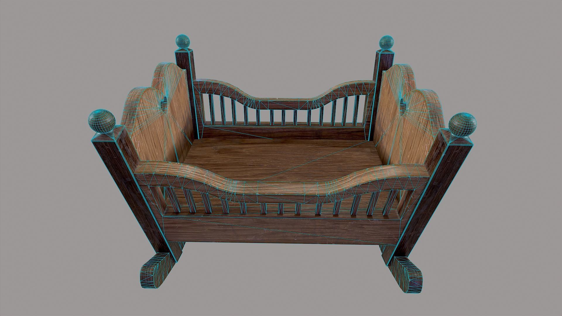 Baby Cradle Low-poly 3D model_19