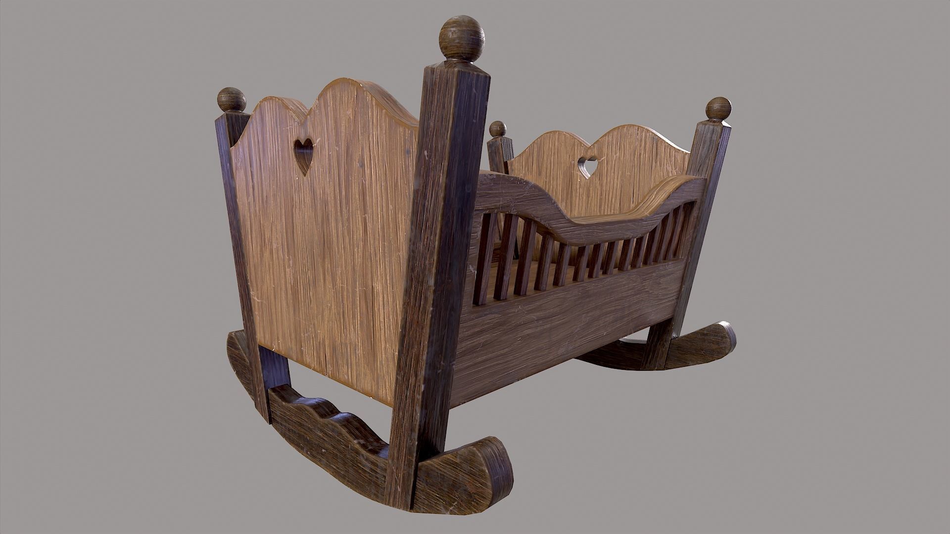 Baby Cradle Low-poly 3D model_14