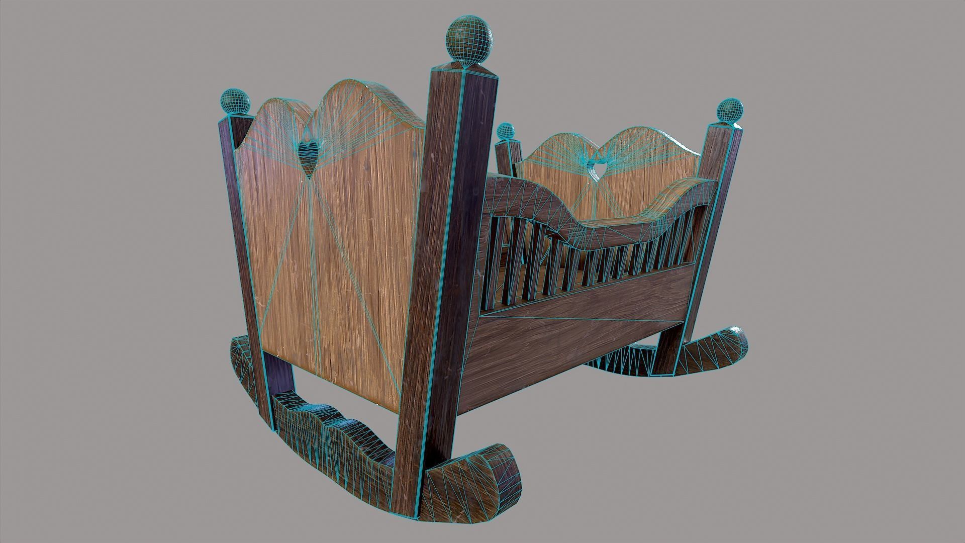 Baby Cradle Low-poly 3D model_15