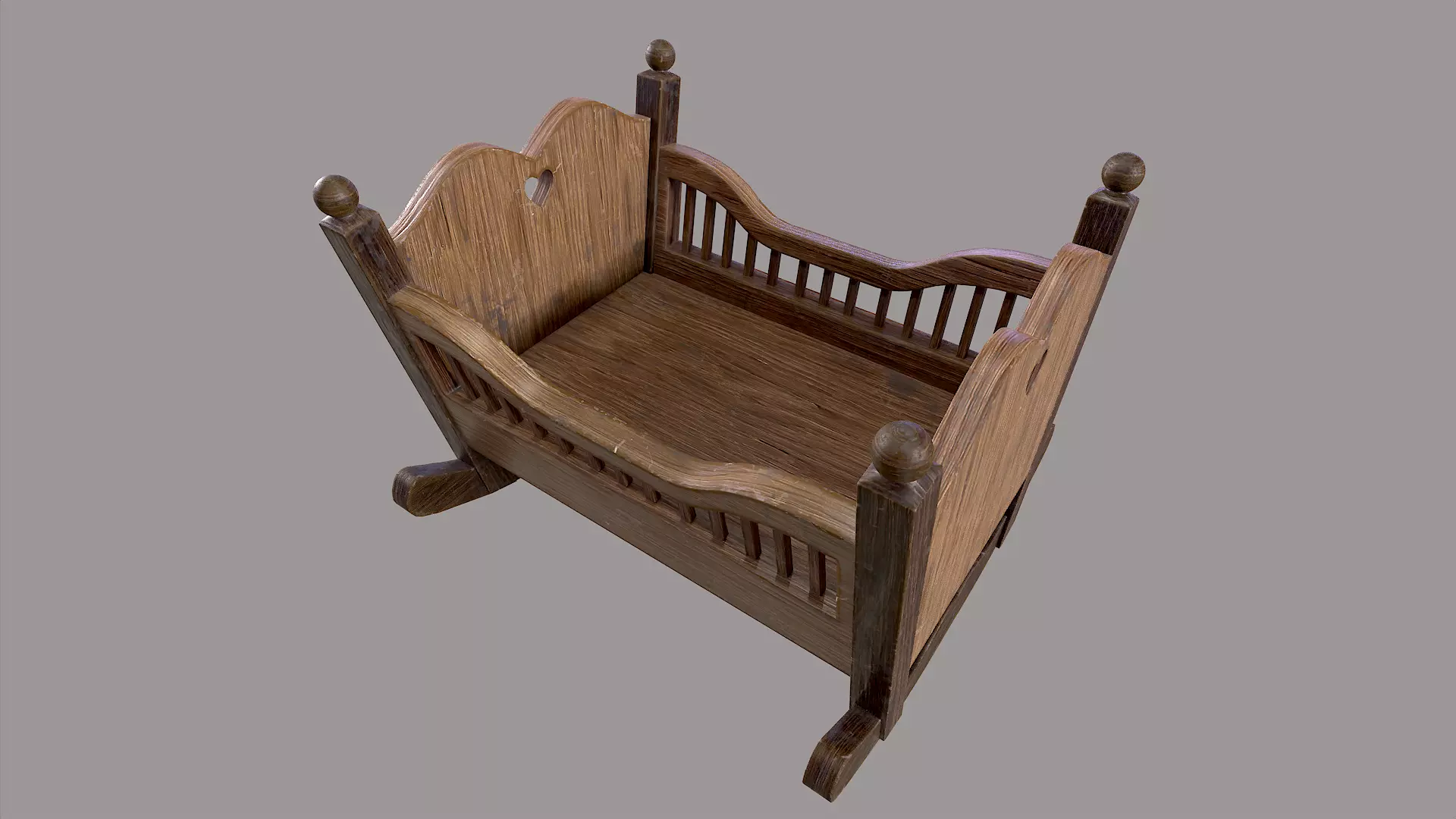 Baby Cradle Low-poly 3D model_0