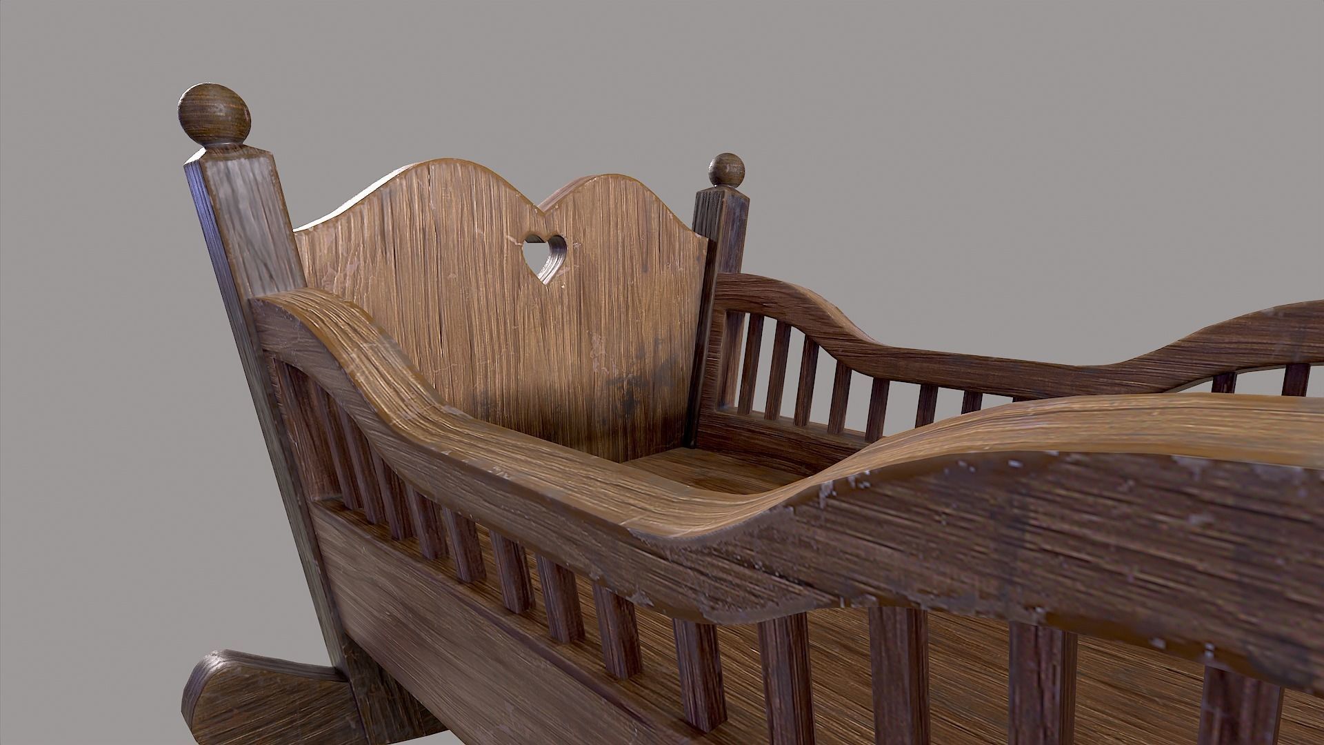 Baby Cradle Low-poly 3D model_7