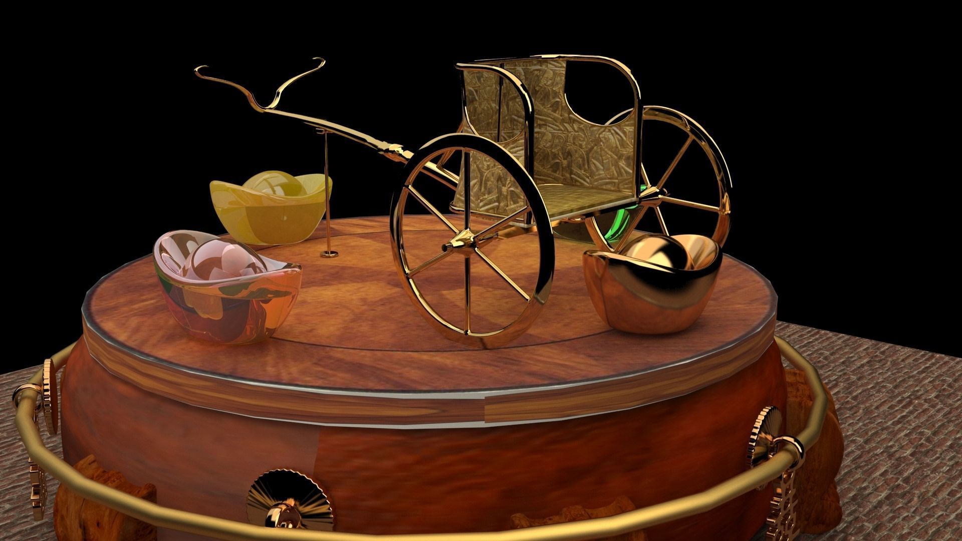 King Tut Chariot 3D model_4