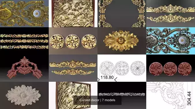 Carved decor 3D Model Collection