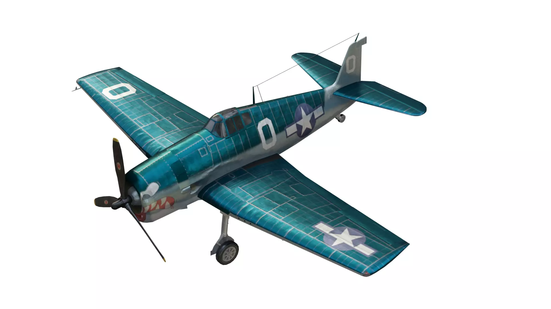 Grumman F6F Hellcat Low-poly 3D model_0