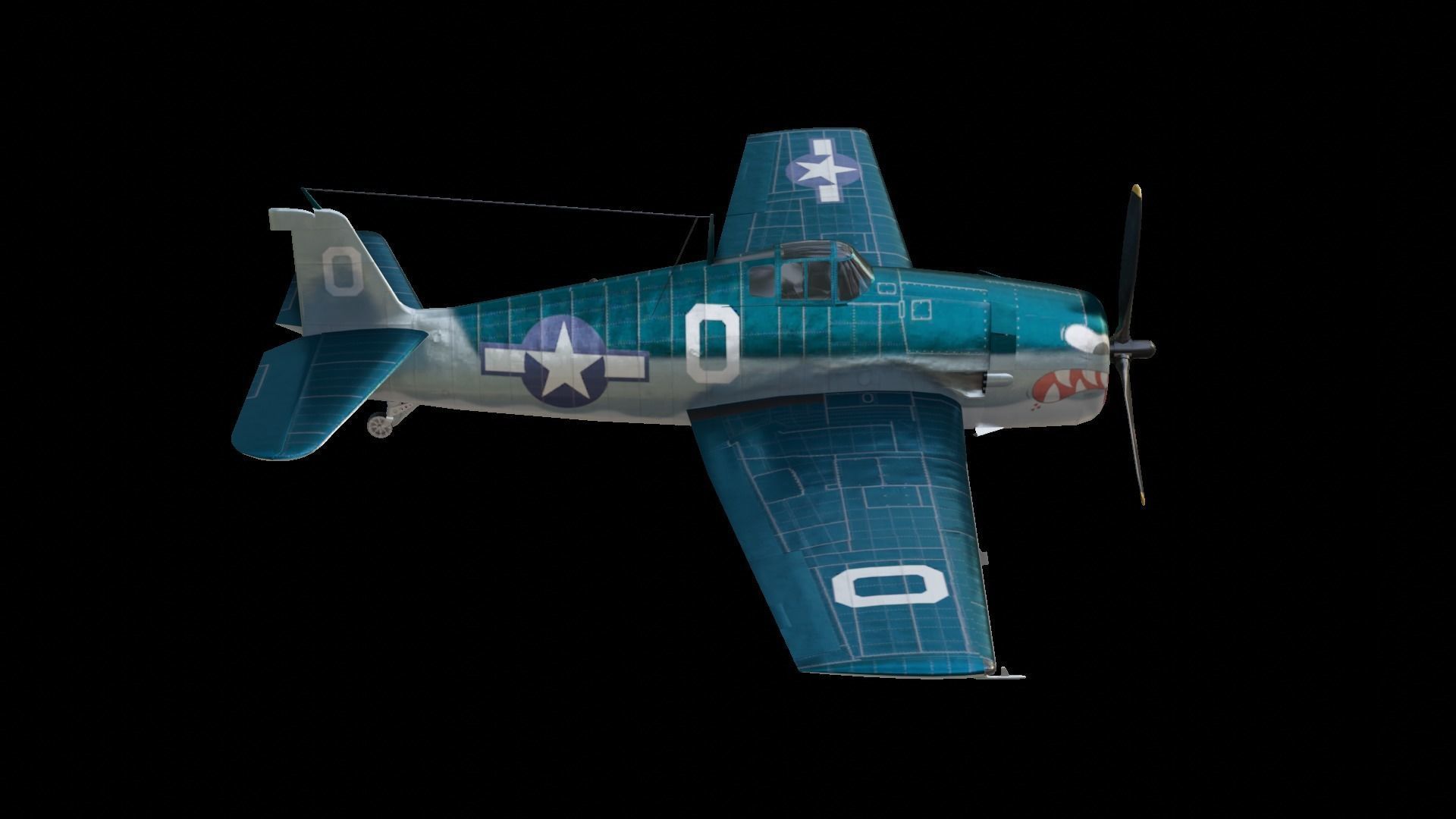 Grumman F6F Hellcat Low-poly 3D model_4