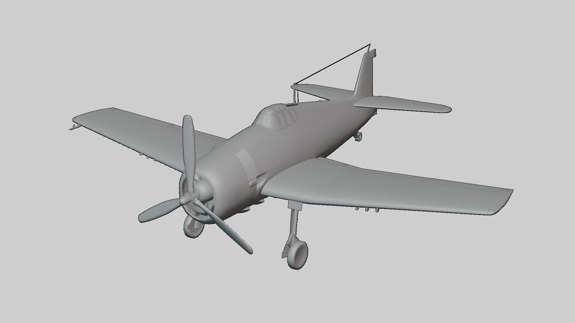 Grumman F6F Hellcat Low-poly 3D model_9