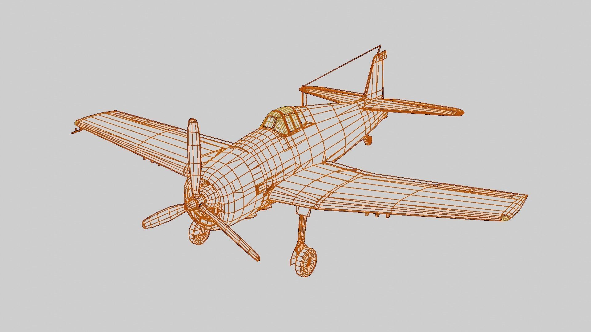 Grumman F6F Hellcat Low-poly 3D model_11