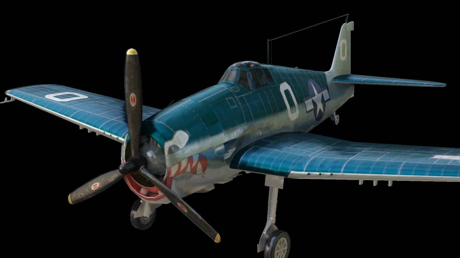 Grumman F6F Hellcat Low-poly 3D model_1