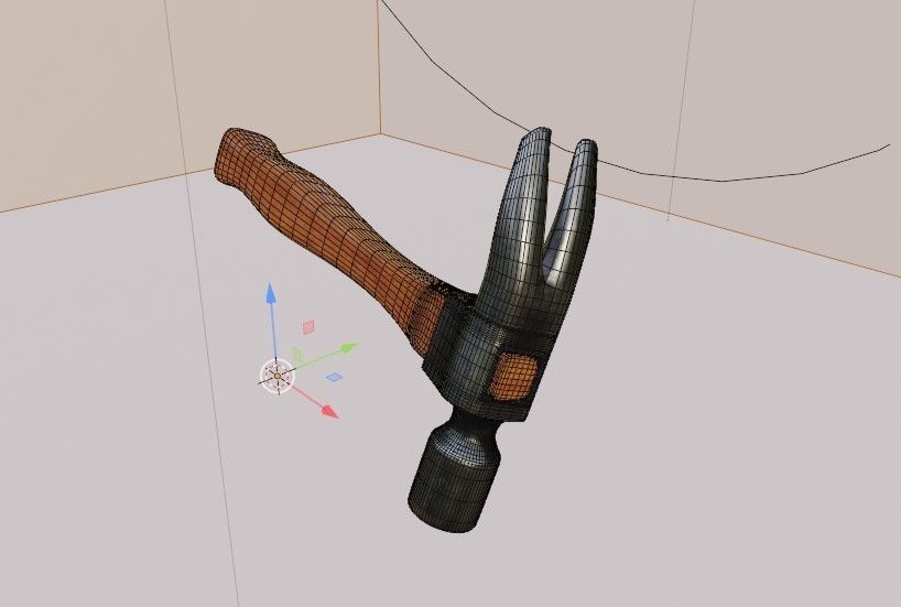 Hammer Tool Metal wooden handle Claw Irwin forged metal Low-poly 3D model_12