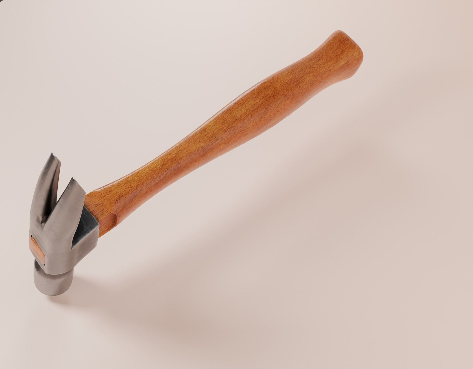 Hammer Tool Metal wooden handle Claw Irwin forged metal Low-poly 3D model_6