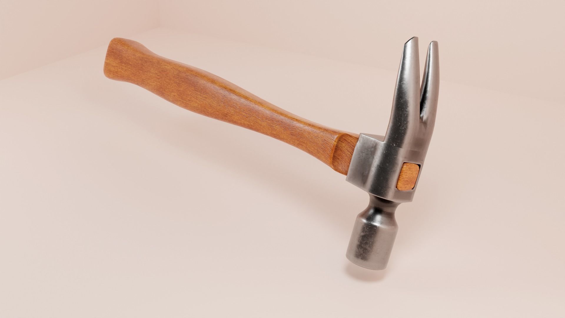 Hammer Tool Metal wooden handle Claw Irwin forged metal Low-poly 3D model_4