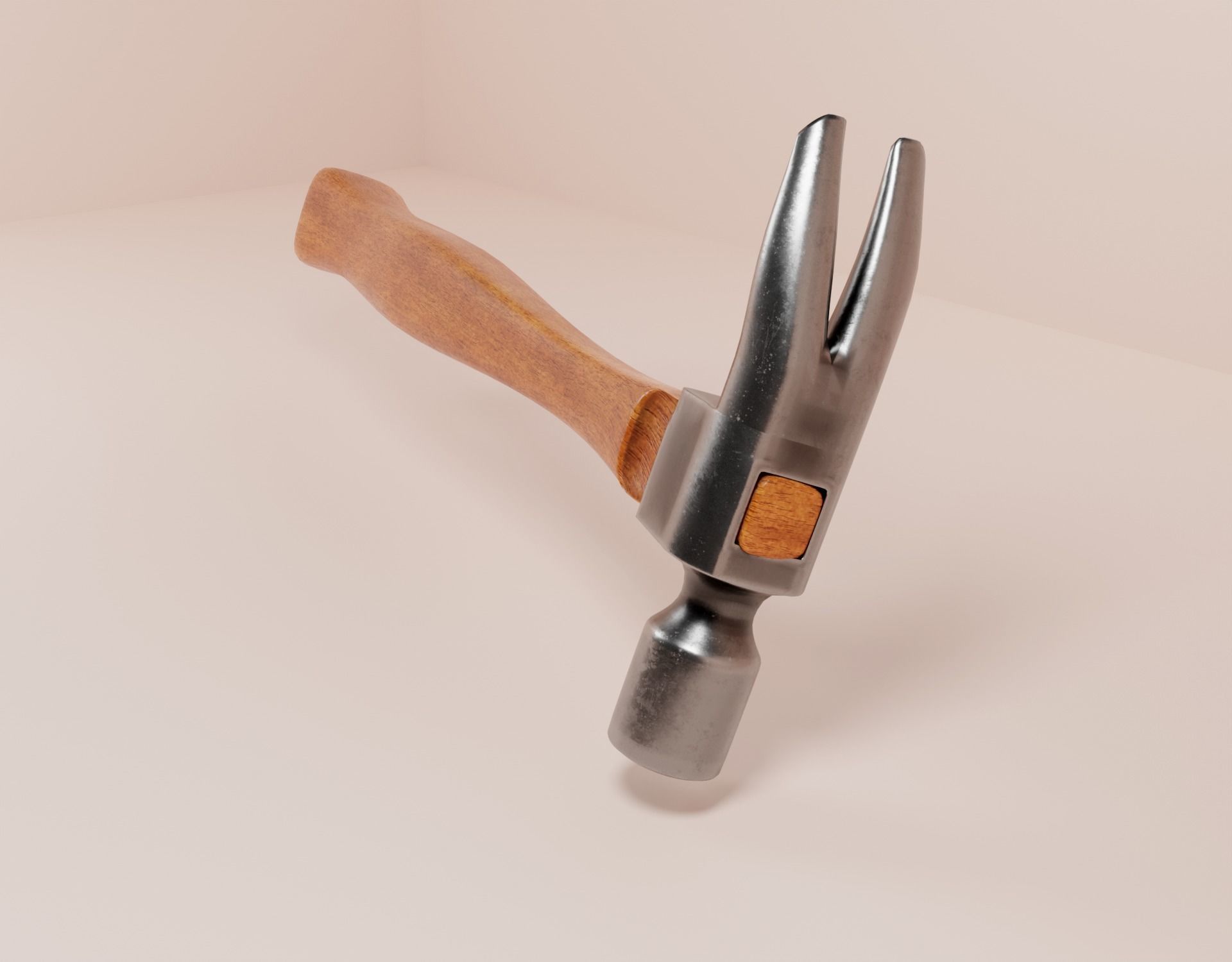 Hammer Tool Metal wooden handle Claw Irwin forged metal Low-poly 3D model_5