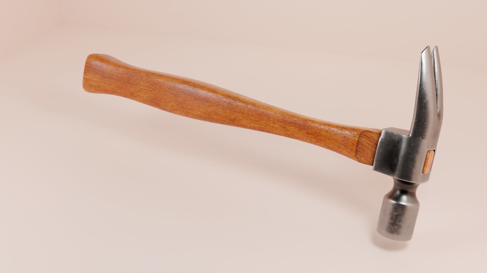 Hammer Tool Metal wooden handle Claw Irwin forged metal Low-poly 3D model_1