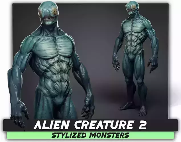Alien Creature 02 - Stylized Monsters Animation UFO Enemy - 16 Low-poly 3D model