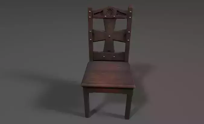 Old woodchair Free low-poly 3D model