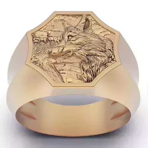 wolf ring silver gold jewelry printable 3D model