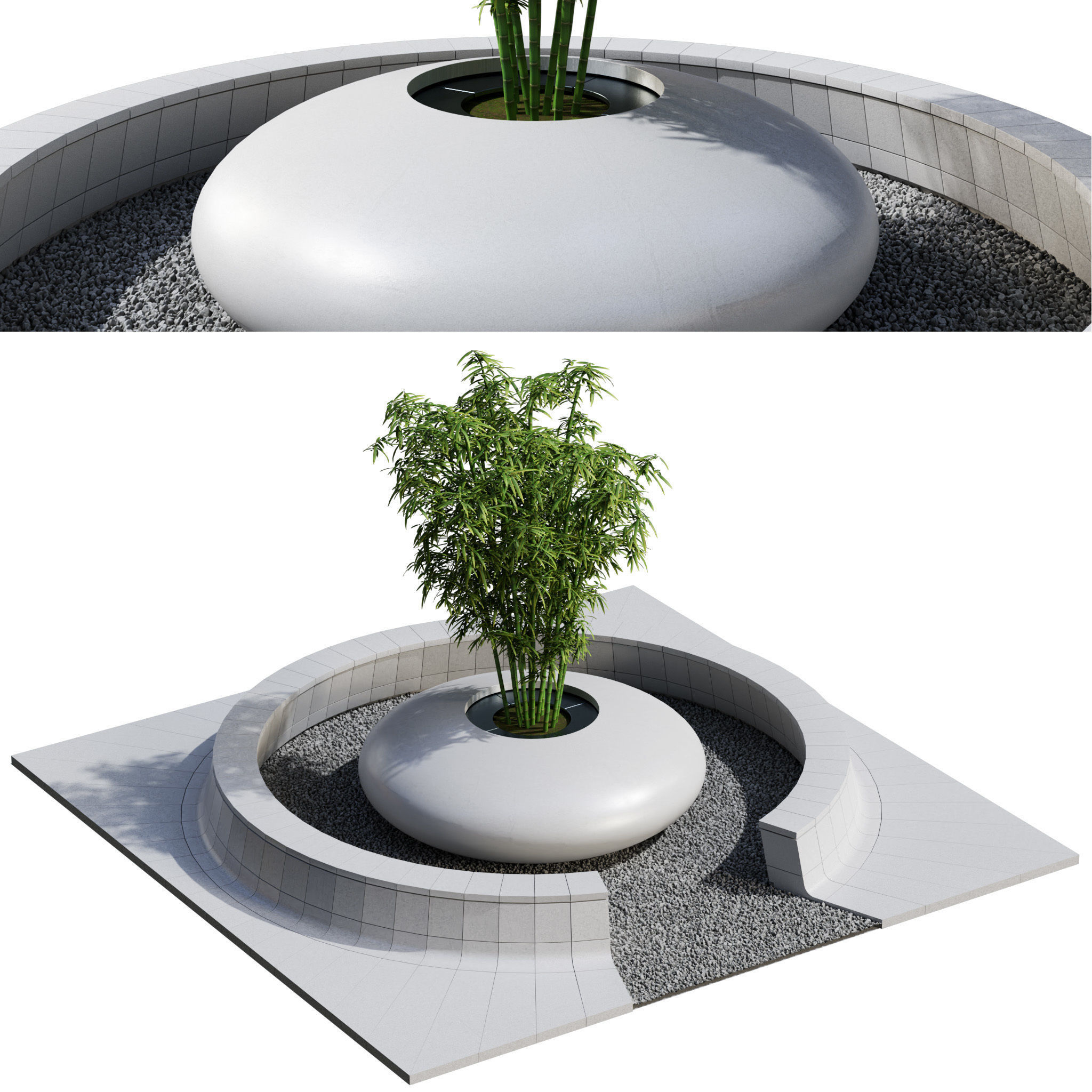 Modern Courtyard 02 - PBR - 4k - Midpoly 3D model_3