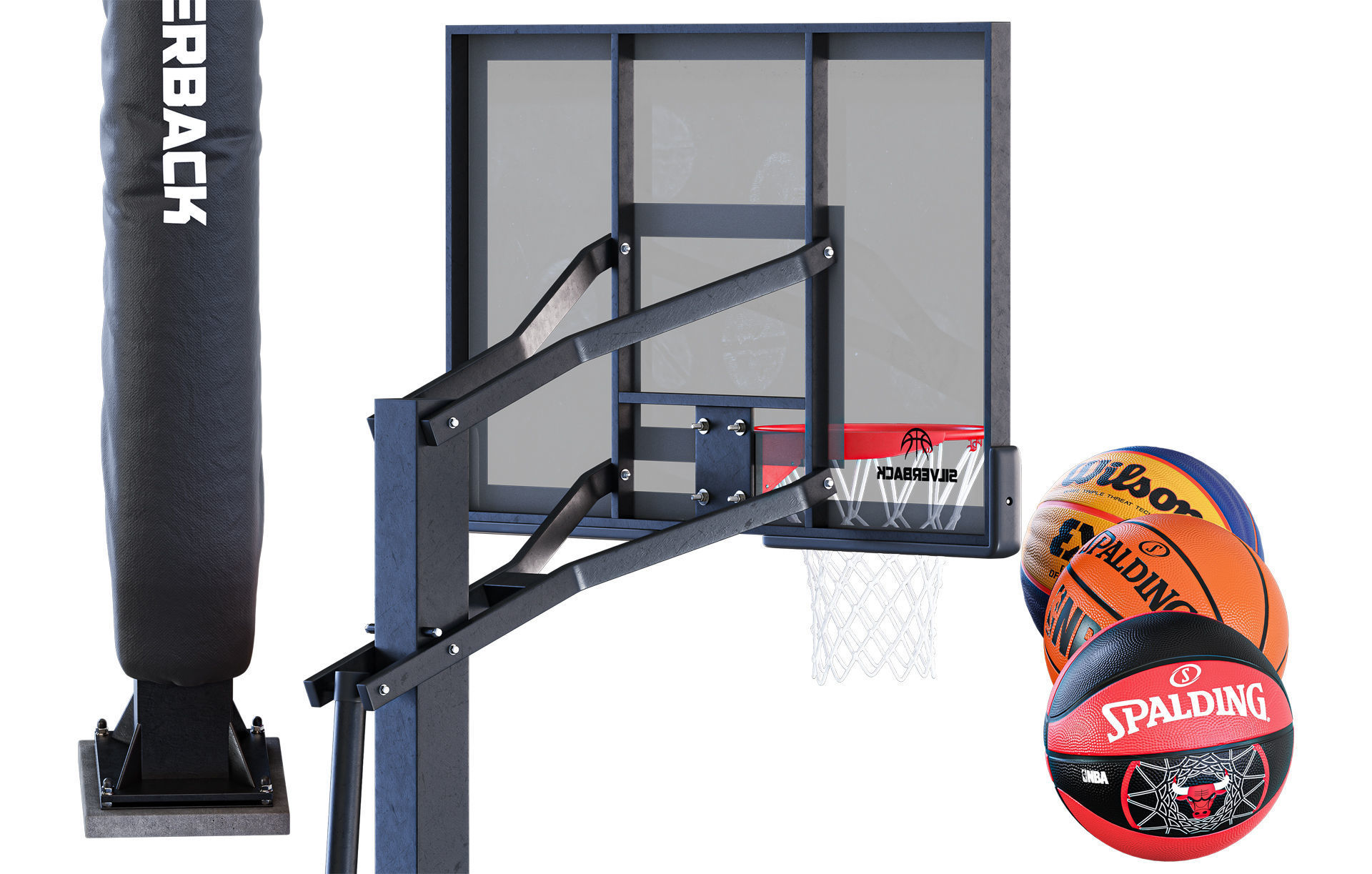 Set Basketball Hoops  3D model_7