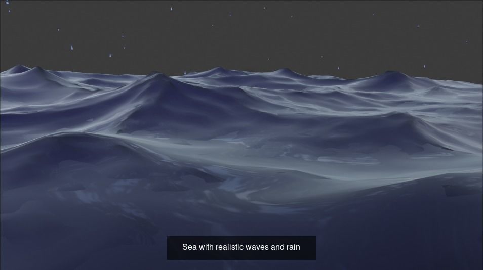 Sea with waves and fish 3D Model Collection_3