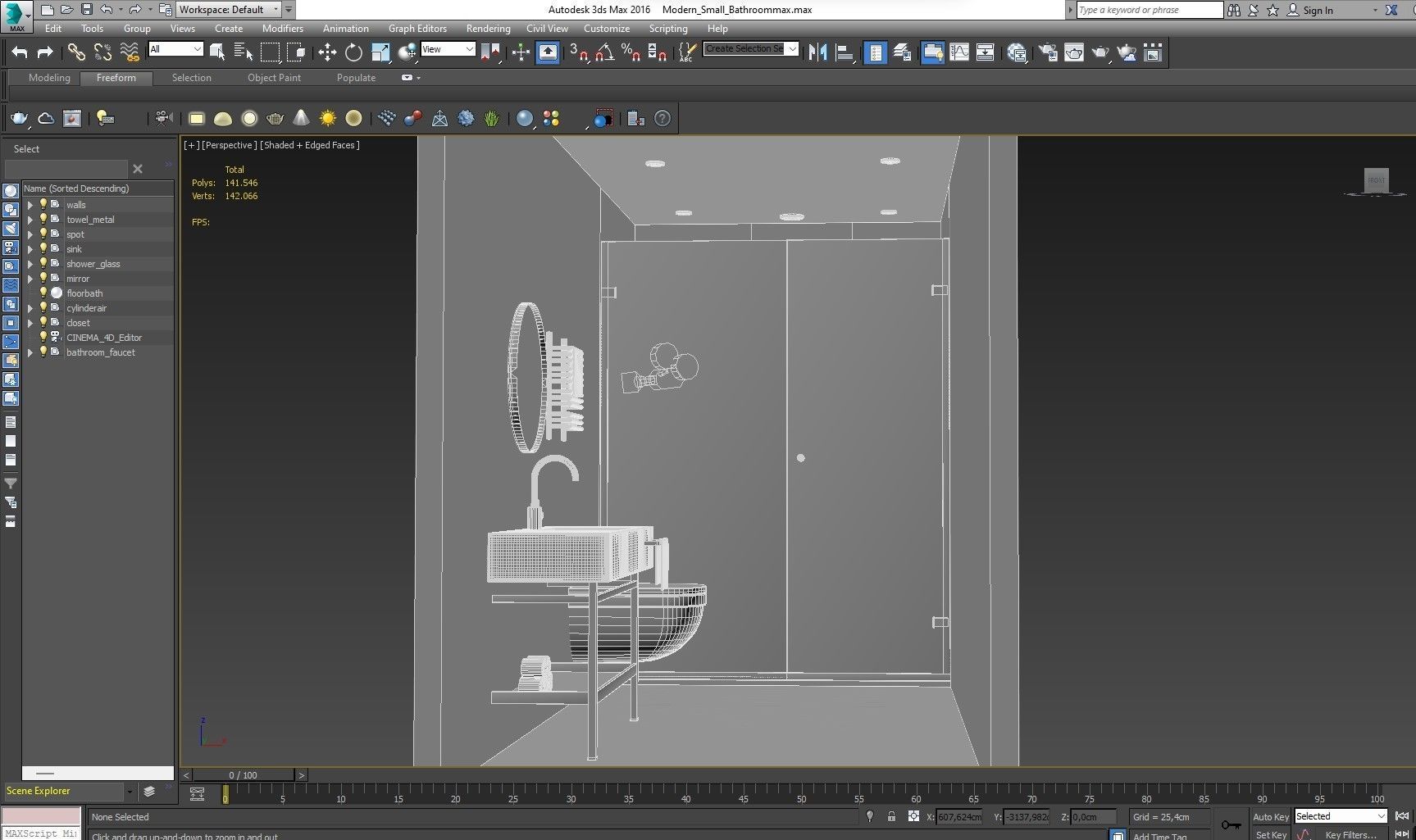 Modern Small Bathroom 3D model_16